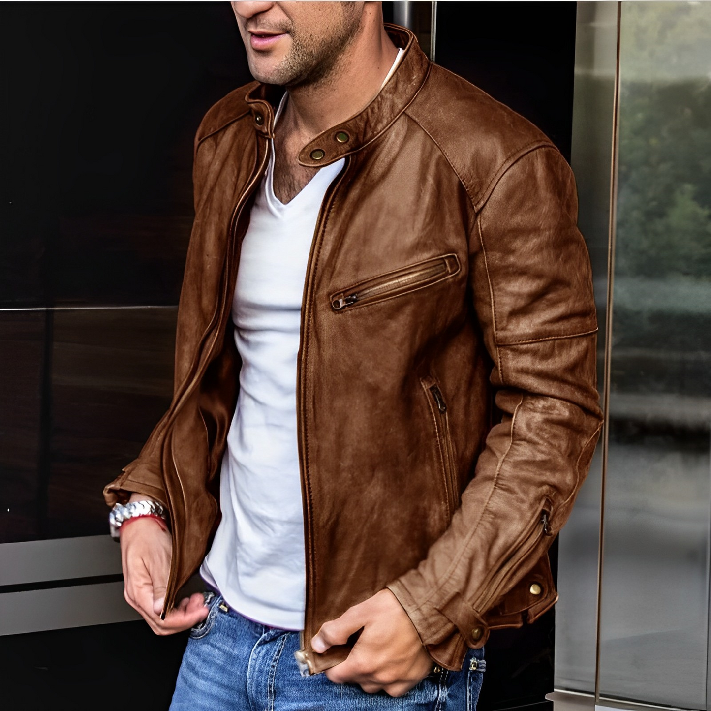 Men's elegant leather jacket - Keegan